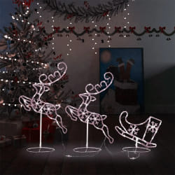 vidaXL Renne/Traîneaux Noël Blanc 260 cm