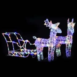 vidaXL Décoration de Noël Rennes et traîneau 160 LED 130 cm Acrylique - TU