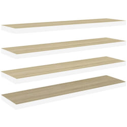 Tagères flottantes 4 pcs chêne et blanc 120x23,5x3,8 cm mdf Vidaxl