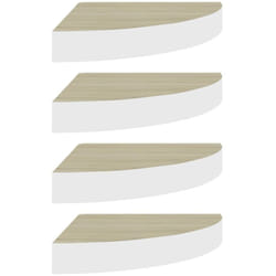 Vidaxl - tagères d'angle murales 4 pcs Chêne et blanc 25x25x3,8 cm mdf