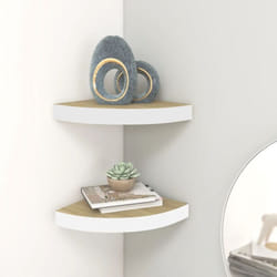 Tagères d'angle murales 2 pcs Chêne et blanc 35x35x3,8 cm mdf Vidaxl