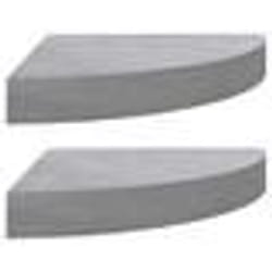 vidaXL Étagères d'angle murales 2 pcs Gris béton 35x35x3,8 cm MDF