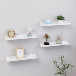 vidaXL Étagères murales 4 pcs Blanc brillant 40x9x3 cm - TU