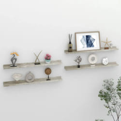 vidaXL Étagères murales 4 pcs Gris béton 80x9x3 cm - TU