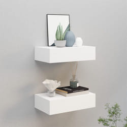 Vidaxl - tagères à tiroirs murales 2 pcs Blanc 40x23,5x10 cm mdf