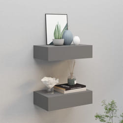 Vidaxl - tagères à tiroirs murales 2 pcs gris 40x23,5x10 cm mdf