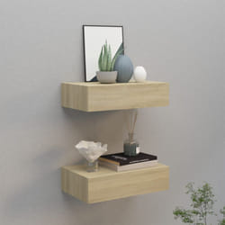 Vidaxl - tagères à tiroirs murales 2 pcs chêne 40x23,5x10 cm mdf