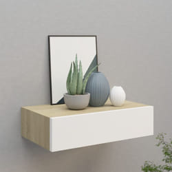 Vidaxl - tagère à tiroir murale chêne et blanc 40x23,5x10 cm mdf