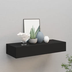 Vidaxl - tagère à tiroir murale Noir 60x23,5x10 cm mdf