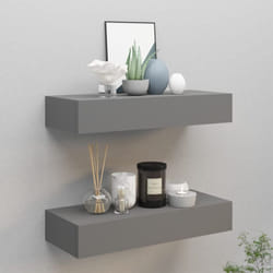 Vidaxl - tagères à tiroirs murales 2 pcs gris 60x23,5x10 cm mdf