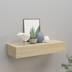 Vidaxl - tagère à tiroir murale chêne 60x23,5x10 cm mdf