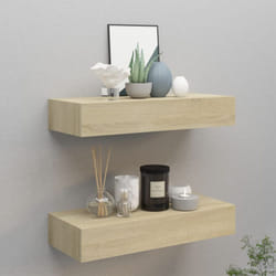 Tagères à tiroirs murales 2 pcs chêne 60x23,5x10 cm mdf Vidaxl