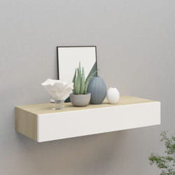 Vidaxl - tagère à tiroir murale chêne et blanc 60x23,5x10 cm mdf