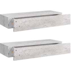 Tagères à tiroir murales 2 pcs Gris béton 60x23,5x10 cm mdf Vidaxl