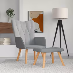 vidaXL Chaise de relaxation avec tabouret Gris clair Tissu - TU