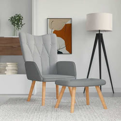vidaXL Chaise de relaxation avec tabouret Gris clair Tissu - TU