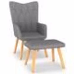 vidaXL Chaise de relaxation avec tabouret Gris foncé Tissu - TU
