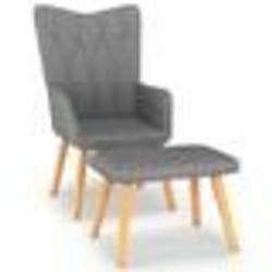 vidaXL Chaise de relaxation avec tabouret Gris foncé Tissu - TU