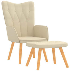 Chaise De Relaxation Avec Tabouret Crème Tissu Vidaxl
