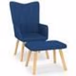vidaXL Chaise de relaxation avec tabouret Bleu Tissu - TU