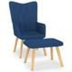 vidaXL Chaise de relaxation avec tabouret Bleu Tissu - TU