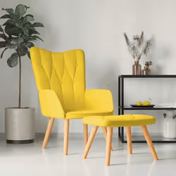 vidaXL Chaise de relaxation avec tabouret Jaune moutarde Tissu - TU