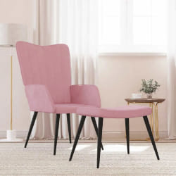 vidaXL Chaise de relaxation avec tabouret Rose Velours - TU