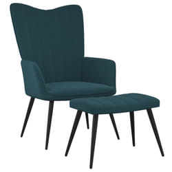 vidaXL Chaise de relaxation avec tabouret Bleu Velours - TU