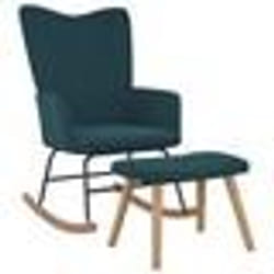 vidaXL Chaise à bascule avec repose-pied Bleu Velours - TU