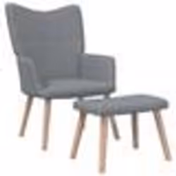 vidaXL Chaise de relaxation avec tabouret Gris clair Tissu - TU
