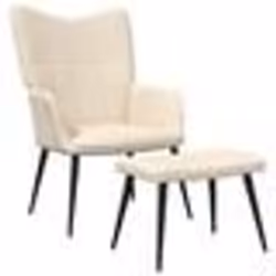 vidaXL Chaise de relaxation avec tabouret Crème Tissu - TU