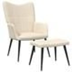 vidaXL Chaise de relaxation avec tabouret Crème Tissu - TU