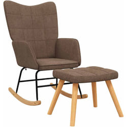 Chaise À Bascule Avec Tabouret Marron Tissu Vidaxl