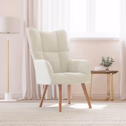 vidaXL Chaise de relaxation Blanc crème Velours - TU
