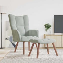 Vidaxl - Chaise de relaxation avec repose-pied Gris clair Velours