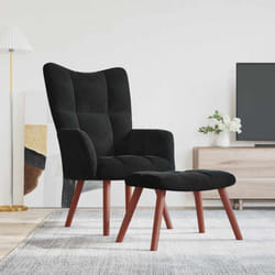 Vidaxl - Chaise de relaxation avec repose-pied Noir Velours