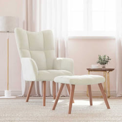Vidaxl - Chaise de relaxation avec repose-pied Blanc crème Velours