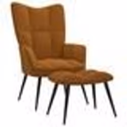 vidaXL Chaise de relaxation avec tabouret Marron Velours - TU