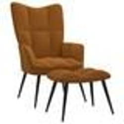vidaXL Chaise de relaxation avec tabouret Marron Velours - TU