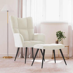 Vidaxl - Chaise de relaxation avec tabouret Blanc crème Velours