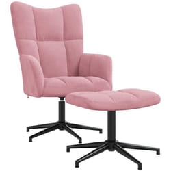 Chaise De Relaxation Avec Tabouret Rose Velours Vidaxl