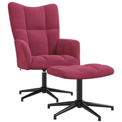 Chaise De Relaxation Avec Tabouret Rouge Bordeaux Velours Vidaxl