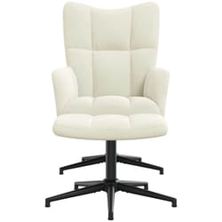 Chaise De Relaxation Avec Tabouret Blanc Crème Velours Vidaxl