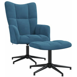 Chaise De Relaxation Avec Tabouret Bleu Velours Vidaxl