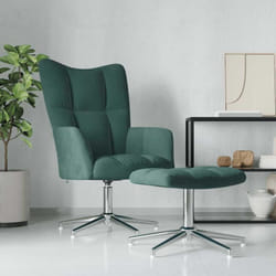 Chaise De Relaxation Avec Tabouret Vert Foncé Velours Vidaxl