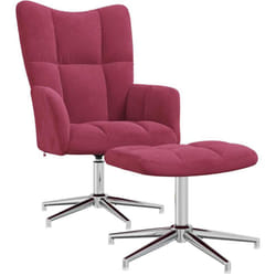 Chaise De Relaxation Avec Tabouret Rouge Bordeaux Velours Vidaxl