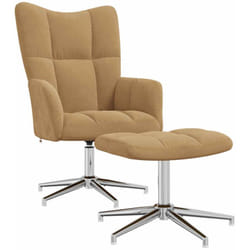Chaise De Relaxation Avec Tabouret Marron Velours Vidaxl