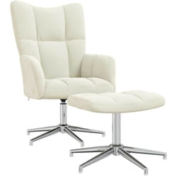 Chaise De Relaxation Avec Tabouret Blanc Crème Velours Vidaxl