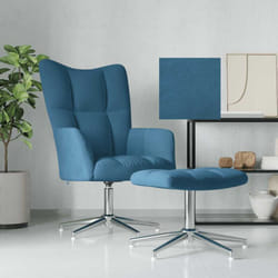 vidaXL Chaise de relaxation avec repose-pied Bleu Velours - TU