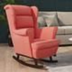 vidaXL Fauteuil à bascule et pieds en bois massif d'hévéa Rose Velours - TU